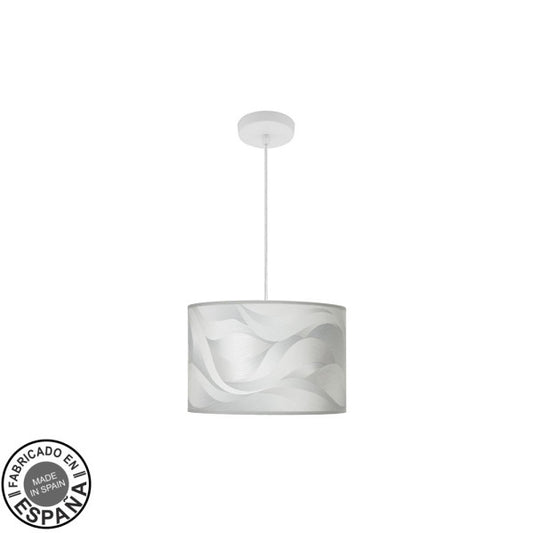 Lámpara Colgante Moda 1xE27 Blanco con Pantalla Ola Gris 30 cm Fabrilamp - vista principal | Fabrilamp / Abrila