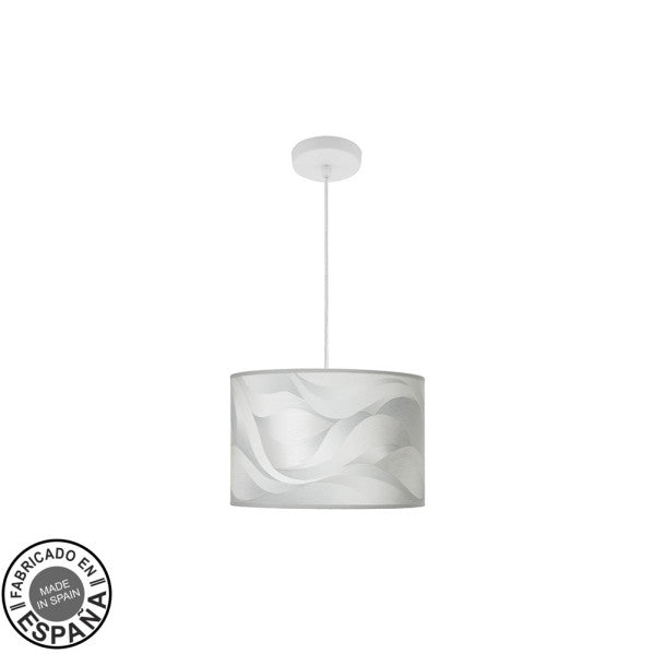 Lámpara Colgante Moda 30 cm Pantalla Textil Fabrilamp - Ola Gris, Blanco | Fabrilamp / Abrila · Ref. 212493031