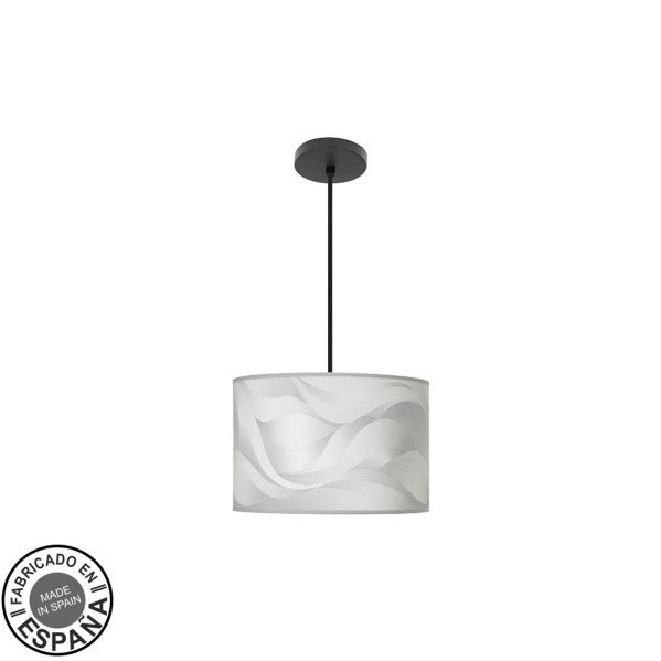 Lámpara Colgante Moda 30 cm Pantalla Textil Ola Gris Fabrilamp - vista principal | Fabrilamp / Abrila