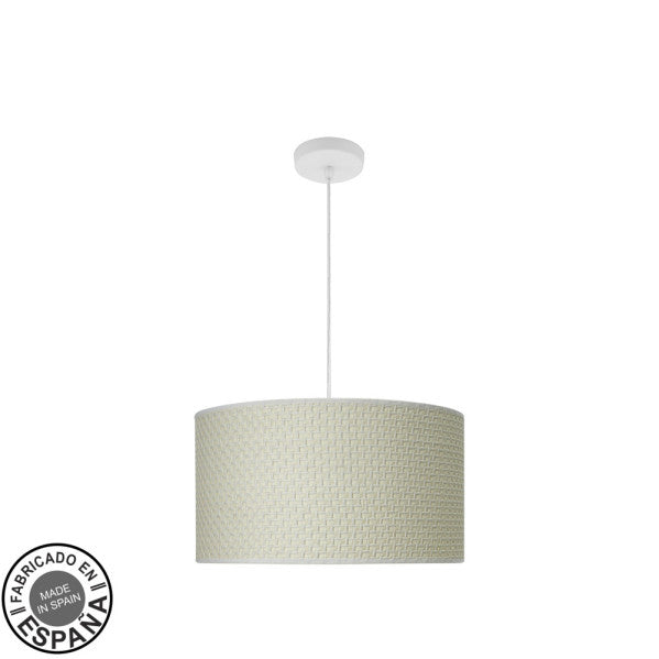 Colgante Moda 2xE27 Blanco/Cañizo de Fabrilamp, vista frontal. Iluminación elegante para tu hogar. luzguru.com