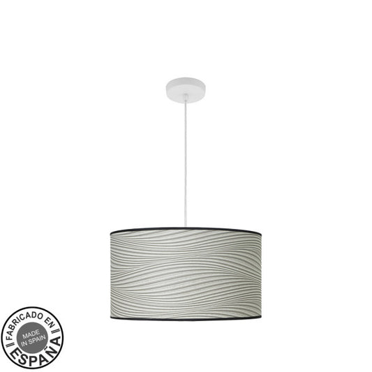 Lámpara Colgante Moda 2xE27 Blanco con Pantalla Surco Gris Fabrilamp - vista principal | Fabrilamp / Abrila