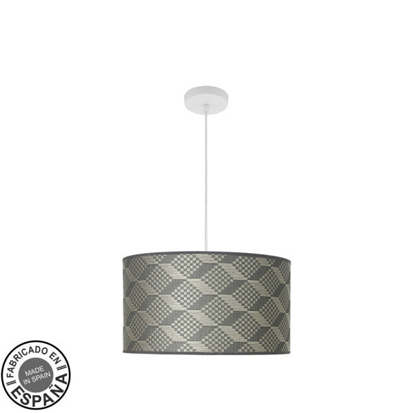 Lámpara Colgante Moda 2xE27 40 cm Pantalla Tetris Gris Fabrilamp - vista principal | Fabrilamp / Abrila