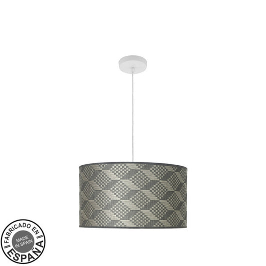 Lámpara Colgante Moda 2xE27 40 cm Pantalla Tetris Gris Fabrilamp - vista principal | Fabrilamp / Abrila
