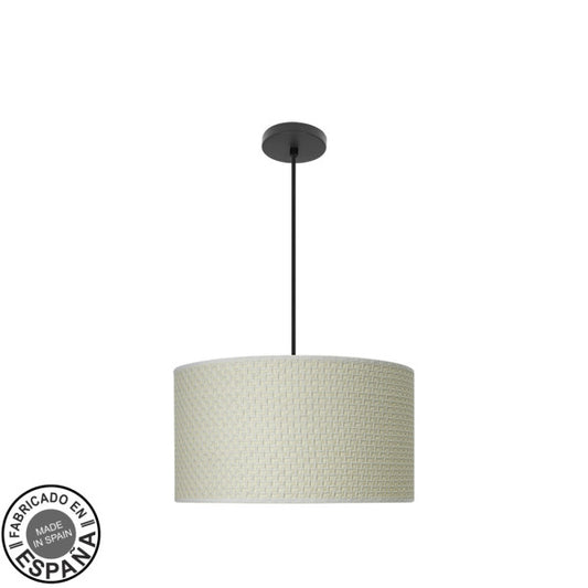 Colgante Moda 2xE27 Negro/Cañizo Blanco de Fabrilamp y Abrila. Diseño moderno y elegante para iluminar tu hogar.