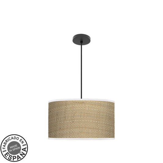 Lámpara Colgante Moda 2xE27 Negro y Cañizo Claro 40 cm Fabrilamp - vista principal | Fabrilamp / Abrila