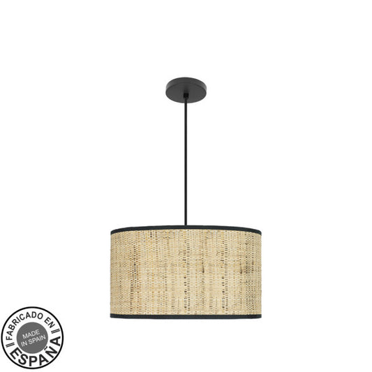 Colgante Moda 2xE27 Negro/Cañizo Oscuro de Fabrilamp, diseño moderno y elegante para iluminar tu hogar.