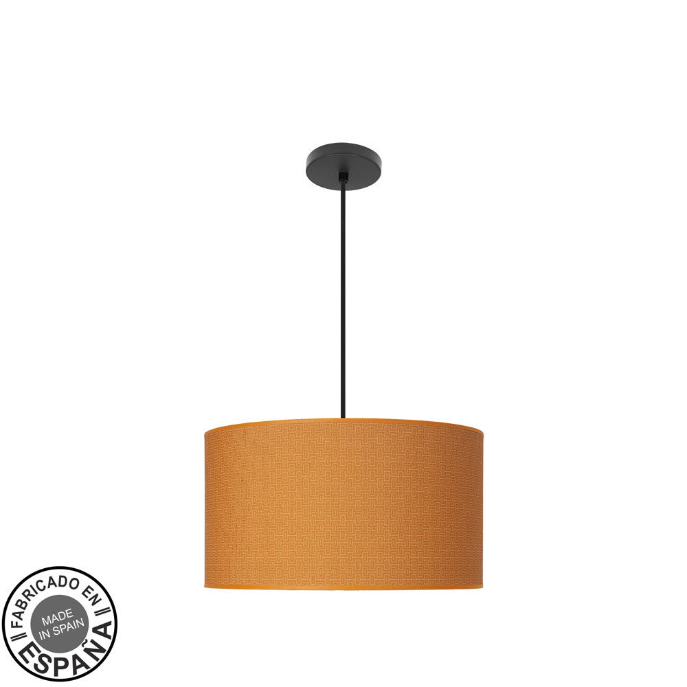 Colgante Moda Moderno Fabrilamp / Abrila 212494099 con diseño textil negro y naranja.