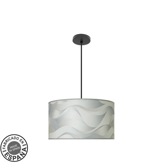 Lámpara Colgante Moda 2xE27 Negro y Pantalla Ola Gris 40 cm Fabrilamp - vista principal | Fabrilamp / Abrila