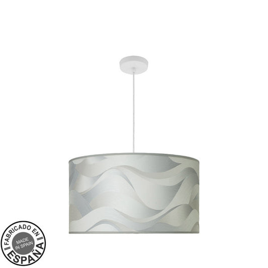 Lámpara Colgante Moda 3xE27 Blanco con Pantalla Ola Gris 50 cm Fabrilamp - vista principal | Fabrilamp / Abrila