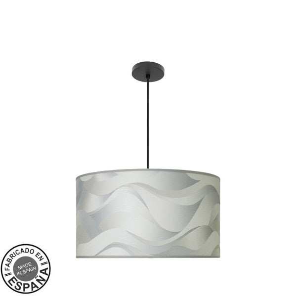 Lámpara Colgante Moda 3xE27 Negro con Pantalla Ola Gris 50 cm Fabrilamp - vista principal | Fabrilamp / Abrila