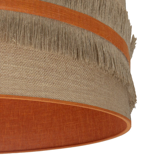 Lámpara colgante Natalia fabricada en metal y textil color saco/naranja