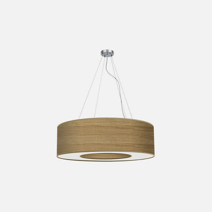 Lámpara colgante Haiti fabricada en metal color cromo y madera clara