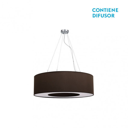 Colgante pequeño Haiti de Fabrilamp, color marrón y cromo, 50cm de diámetro. Diseño moderno y elegante para tu hogar.