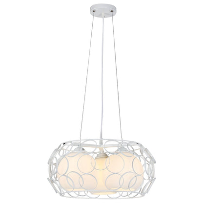 Colgante Peregrino fabricado en metal color blanco con tulipas de cristal
