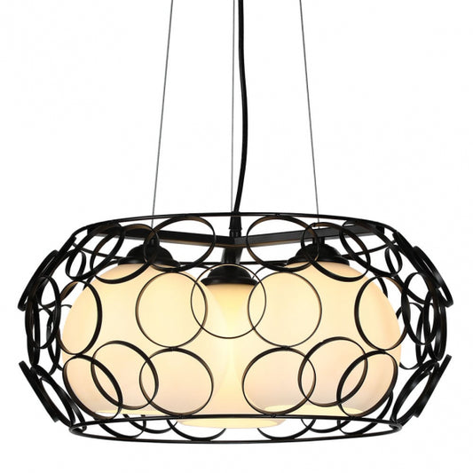 Lámpara Colgante Peregrino 3xE27 Negro con Tulipas de Cristal Fabrilamp - imagen 2 | Fabrilamp / Abrila