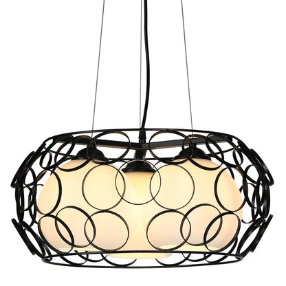 Colgante Peregrino fabricado en Metal color Negro con tulipas de Cristal Blanco