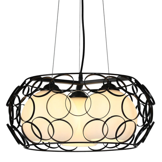 Colgante Peregrino fabricado en Metal color Negro con tulipas de Cristal Blanco