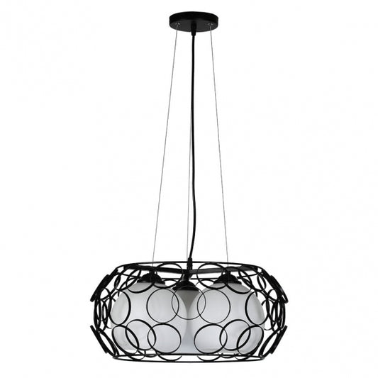 Lámpara Colgante Peregrino 3xE27 Negro con Tulipas de Cristal Fabrilamp - vista principal | Fabrilamp / Abrila