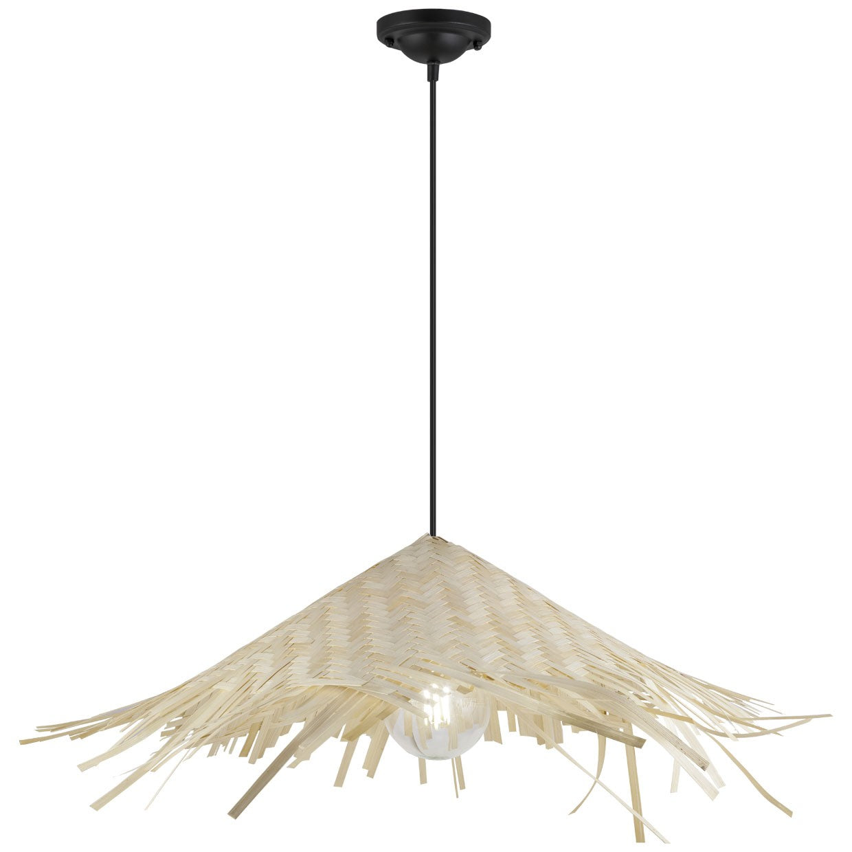 Colgante Pipper Bambú Natural AJP/Alemar (Ref. 10752) - Medidas. Iluminación elegante para tu hogar. LuzGuru.
