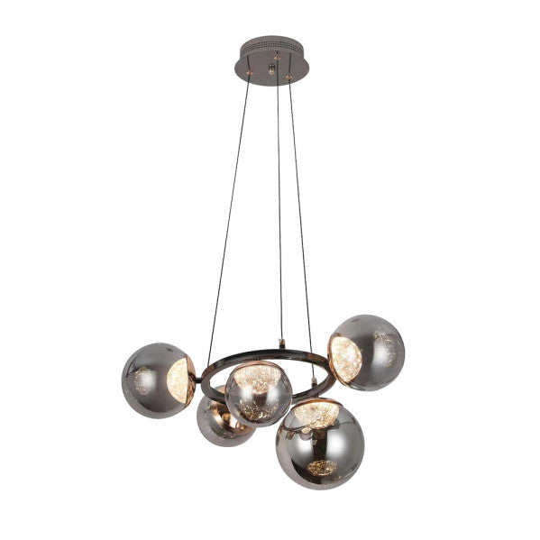 Colgante Pompeya 5 luces negro, diseño moderno y elegante de Fabrilamp, disponible en luzguru.com