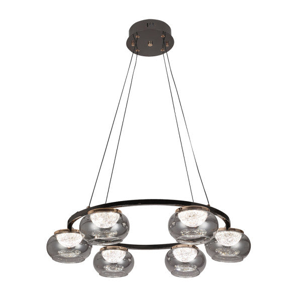 Colgante Pompeya 6L Negro de Fabrilamp/Abrila, diseño moderno y elegante para iluminar tu hogar.
