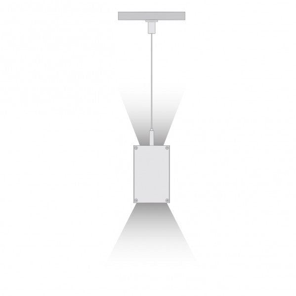 Colgante Regleta Linex Blanco 20+8W, ambiente iluminado, Fabrilamp