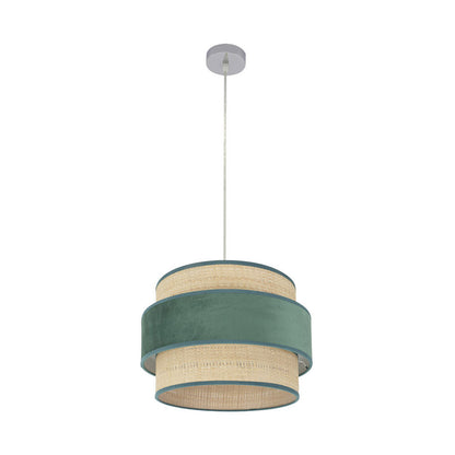 Colgante Reyes fabricado en Metal color Cromo y Textil color Natural/Verde