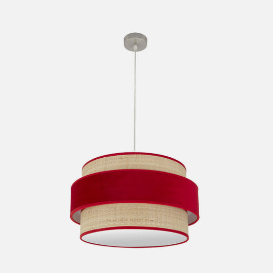 Lámpara Colgante Reyes 2xE27 50 cm Níquel y Terciopelo Rojo Fabrilamp - imagen 2 | Fabrilamp / Abrila