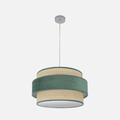 Colgante Reyes fabricado en metal cromado y textil natural color verde