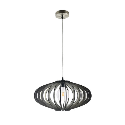 Lámpara colgante Sapelli fabricada en madera color madera café y níquel