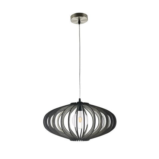 Lámpara colgante Sapelli fabricada en madera color madera café y níquel