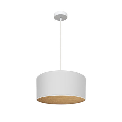 Colgante Tania Fabrilamp en blanco y madera clara, lámpara colgante moderna regulable 40cm