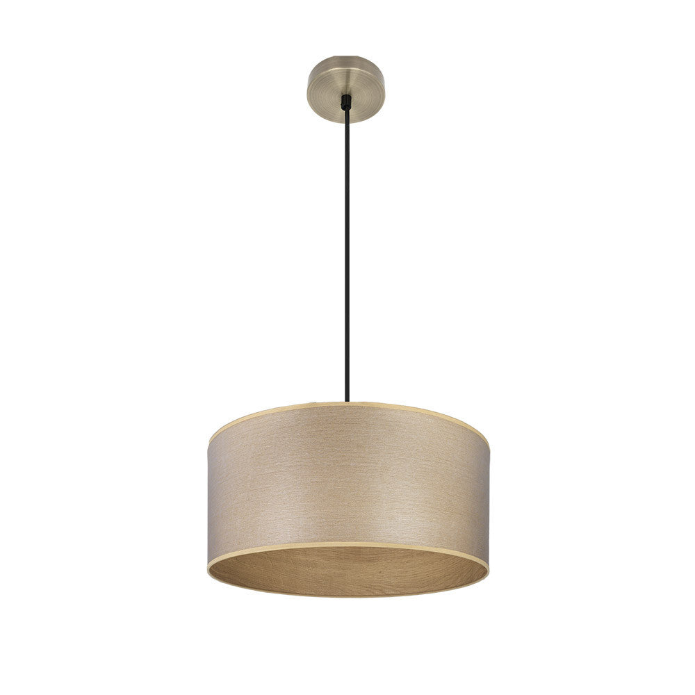 Colgante Tania de Fabrilamp / Abrila en madera clara y cuero, lámpara colgante 40cm
