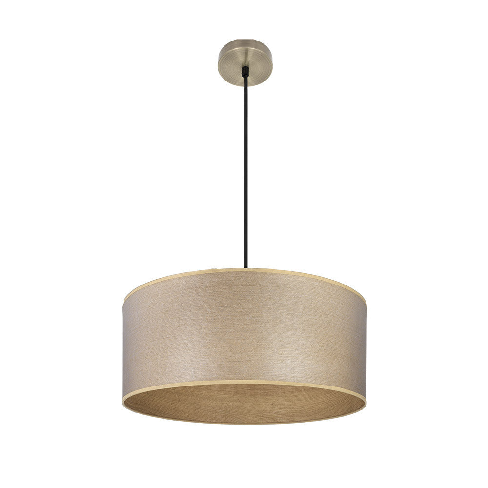 Colgante Tania de Fabrilamp / Abrila, lámpara regulable en cuero y madera clara, SKU 188395085