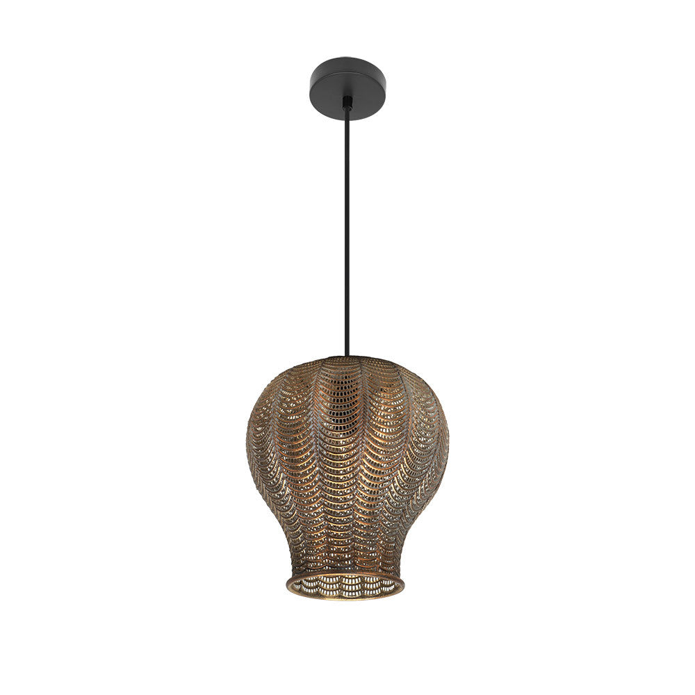 Colgante Vintage TRIKALA Negro y Cuero Fabrilamp / Abrila ref. 223492929