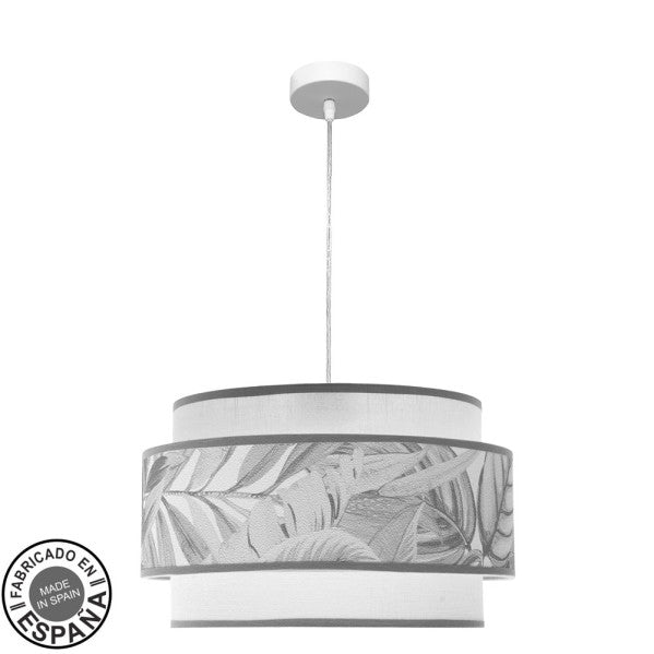 Colgante triple Camerun 3xe27 blanco gris de Fabrilamp, diseño moderno para interiores. luzguru.com