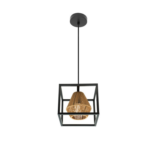 Colgante Tutti Negro/Natural de Fabrilamp, diseño en ratán, iluminación cálida para el hogar. luzguru.com