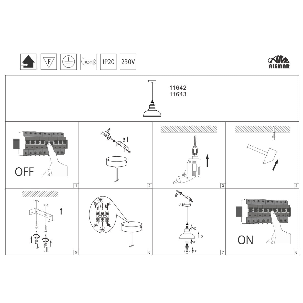 Medidas Colgante Umbra Latón Ámbar AJP/Alemar Ref. 11643 - LuzGuru
