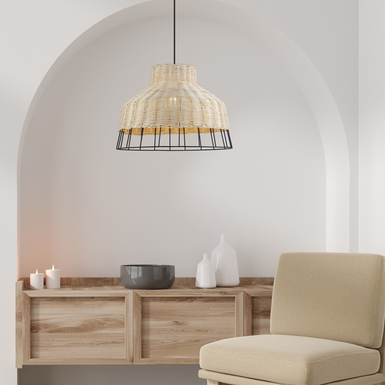 Medidas Colgante Yada Ratán Natural AJP/Alemar Ref. 11154 - LuzGuru.com
