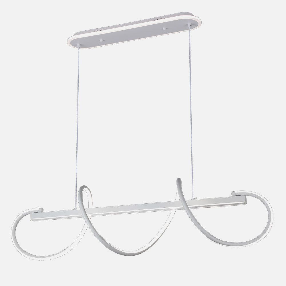 Colgante Yupi fabricado en metal blanco con luz ambiente y mando a distancia