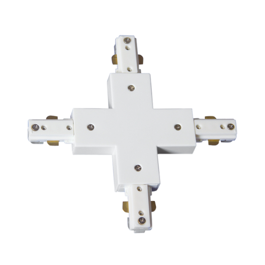 Conector en X para Carril Eléctrico Negro 2 Hilos Fabrilamp - vista principal | Fabrilamp / Abrila · Ref. 0840CONECT-X-NE