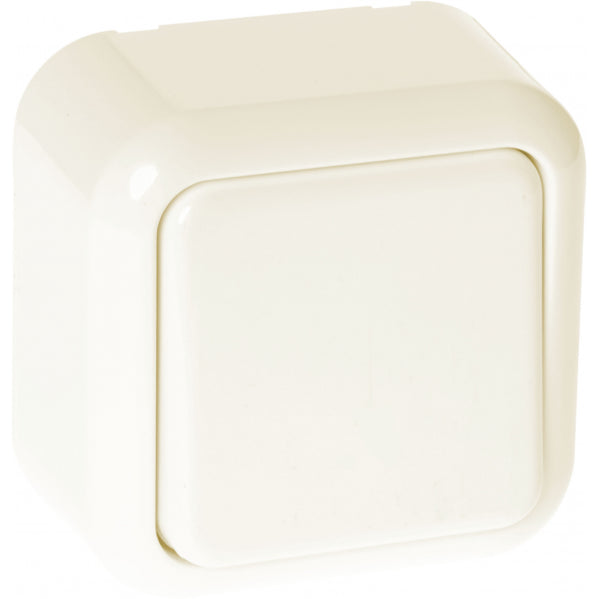 Conmutador Ancient 1 tecla Beige 6x6x3cm de Fabrilamp, vista frontal.