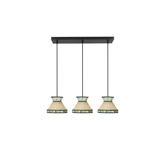 Regleta de Techo Constantinopla 3 Luces Colgantes Beis y Verde Fabrilamp - vista principal | Fabrilamp / Abrila · Ref. 248893106