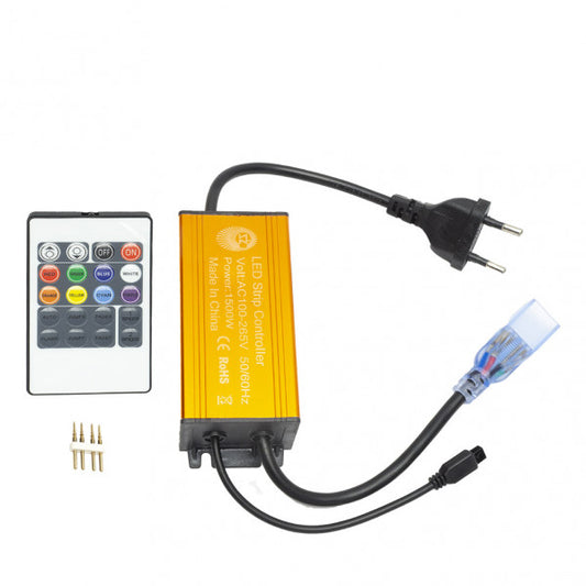 Control remoto para cinta LED RGB 220V 1500W Fabrilamp, controla hasta 100 metros de tira LED.