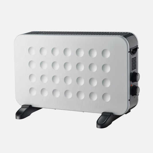 Convector eléctrico fabricado en metal y policarbonato color blanco y negro