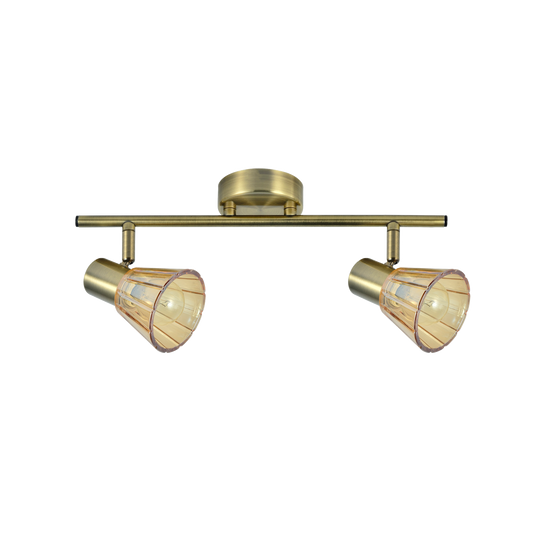 Regleta de Pared 2 Luces Cooper Cuero Tulipa Ámbar Fabrilamp - vista principal | Fabrilamp / Abrila · Ref. 142192014