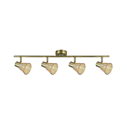 Regleta Cooper 4 Focos Orientables E14 Cuero y Cristal Ámbar Fabrilamp - vista principal | Fabrilamp / Abrila · Ref. 142194014