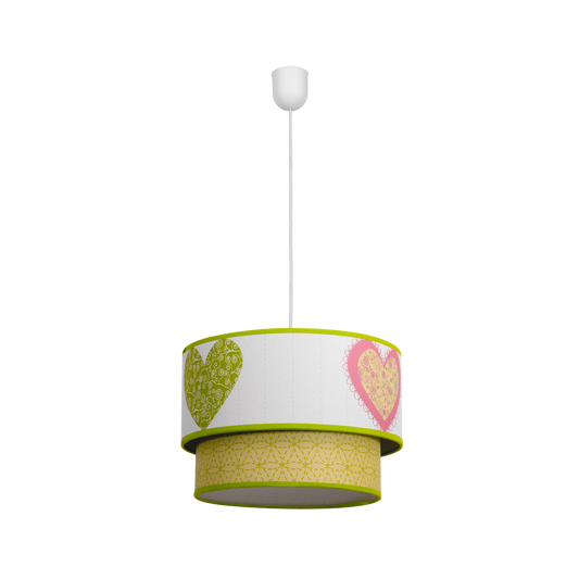 Lámpara Colgante Infantil Corazones Verde 30 cm Textil Fabrilamp - vista principal | Fabrilamp / Abrila · Ref. 056593006
