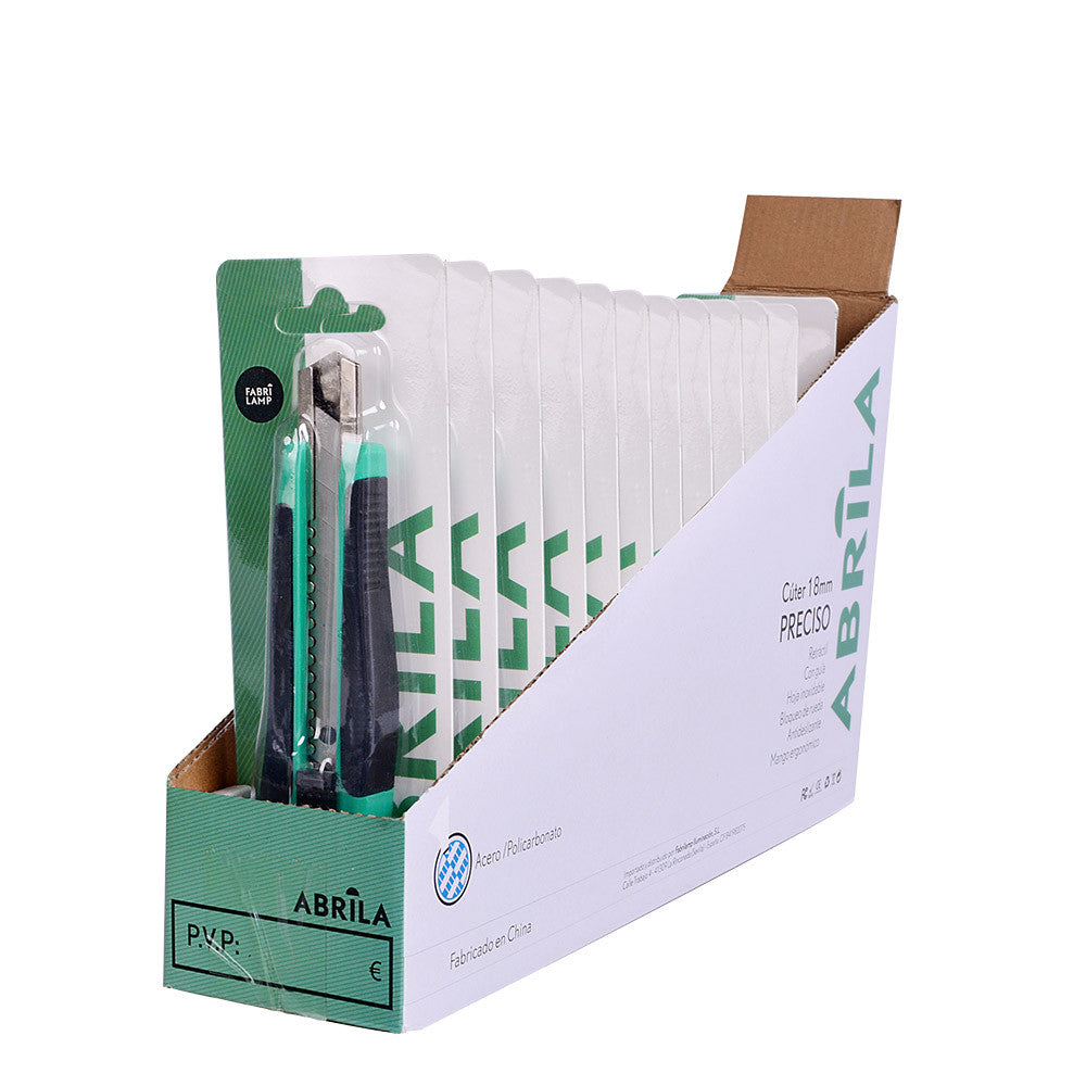 Cúter con hoja de acero inoxidable y sistema de bloqueo de seguridad