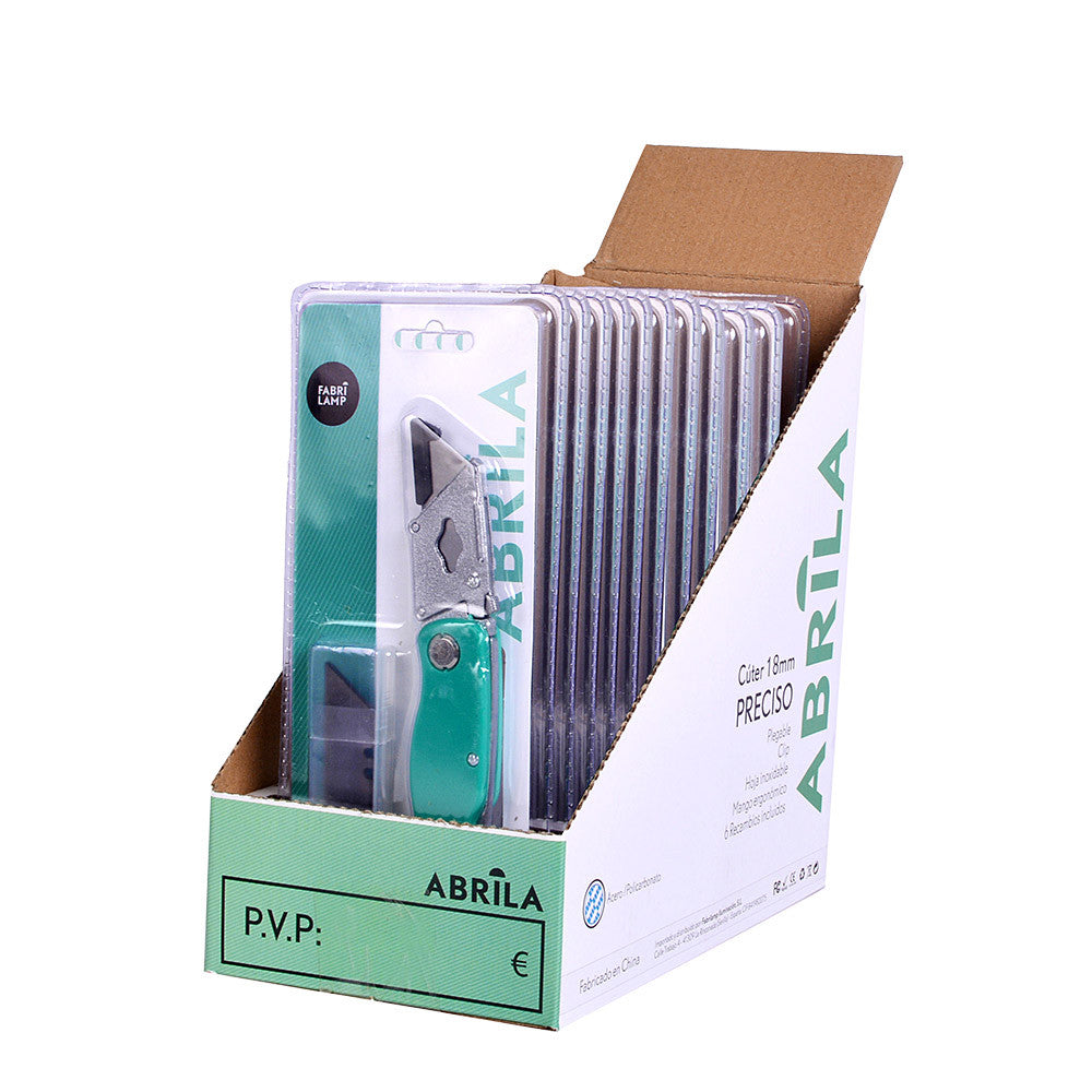 Cúter plegable verde, ideal para trabajos de bricolaje
